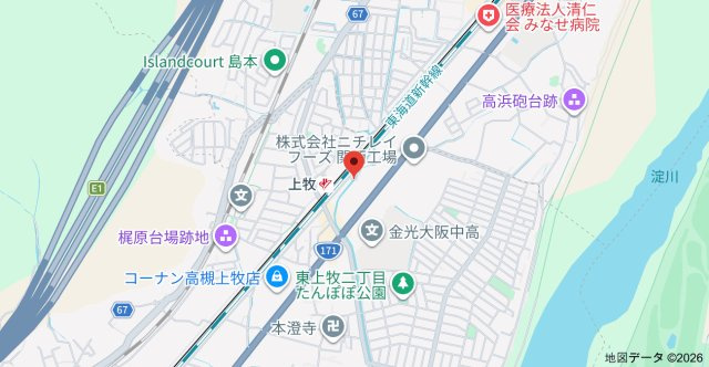 グリーンコート上牧の地図