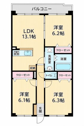 ソルベルデ五条の間取り|別号数タイプ