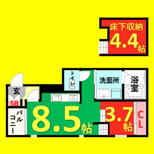 セントラルコート山王　名古屋市賃貸　仲介手数料無料の間取り