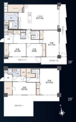 サンタウン立花１号棟の間取り|サンタウン立花１号棟：東向き角部屋！全居室収納が付いた収納豊富な５ＬＤＫリノベーション物件は希少なメゾネットタイプのお部屋です！令和８年７月完成予定となっております！