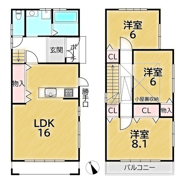 岩倉幡枝町 中古戸建の間取り