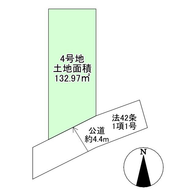 枚方市香里ケ丘１２丁目 4号地　売土地の土地図|4号地：価格3190万円、土地面積132.97㎡
※現状と図面が異なる場合、現状を優先とします。