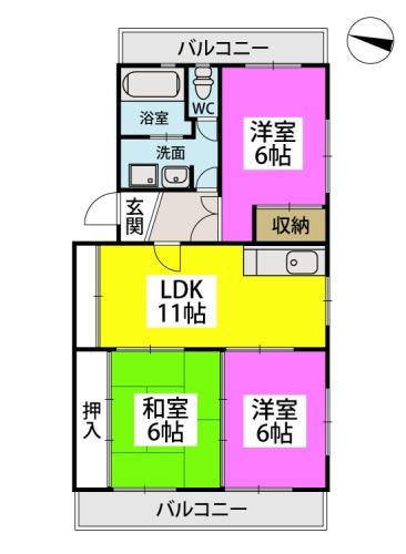 ヴィラージュ曰佐の間取り|※図面と現況が異なる場合は現況優先になります。
