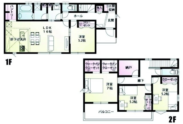 渋川市半田「全5区画」　1号棟　新築住宅の間取り|収納充実♪南向きの4LDKSで陽当たり良好な間取りです！
土地面積333.93㎡、建物面積112.20㎡で十分な広さです！