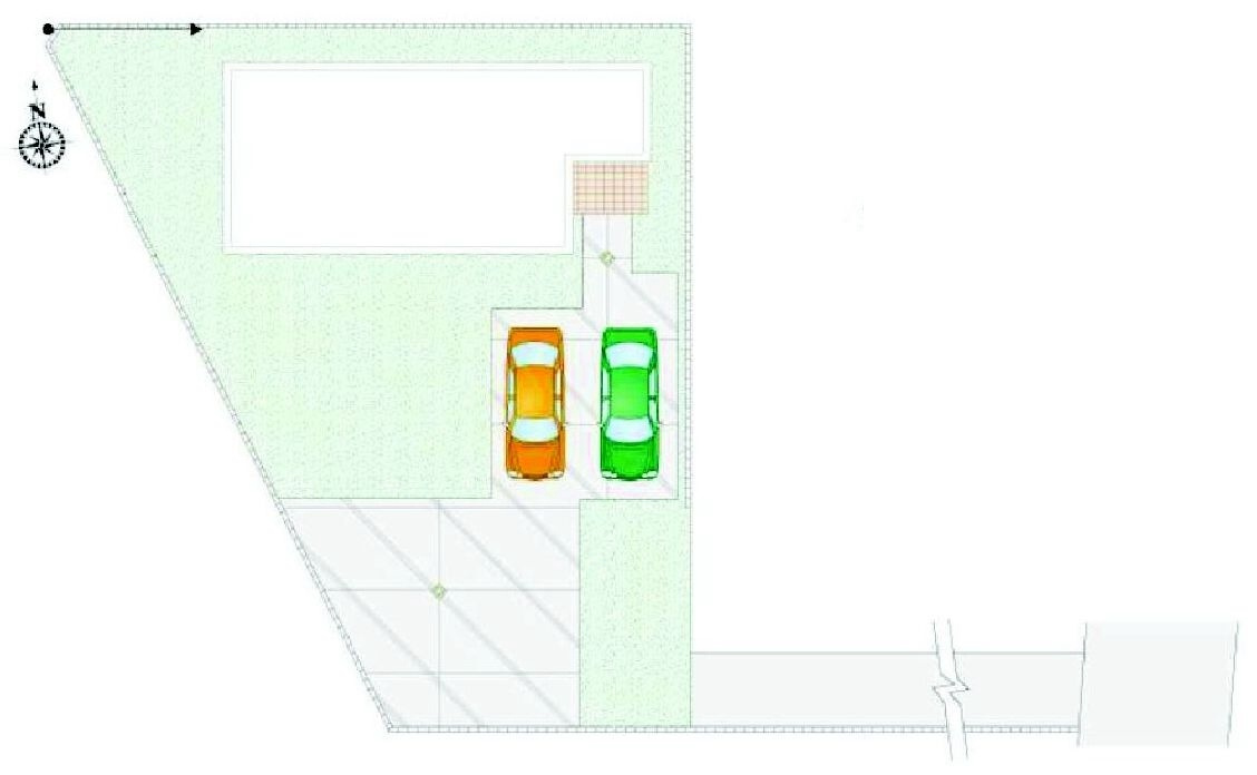 渋川市半田「全5区画」　1号棟　新築住宅の区画図|駐車場4台ご用意しています！来客時も重宝します♪