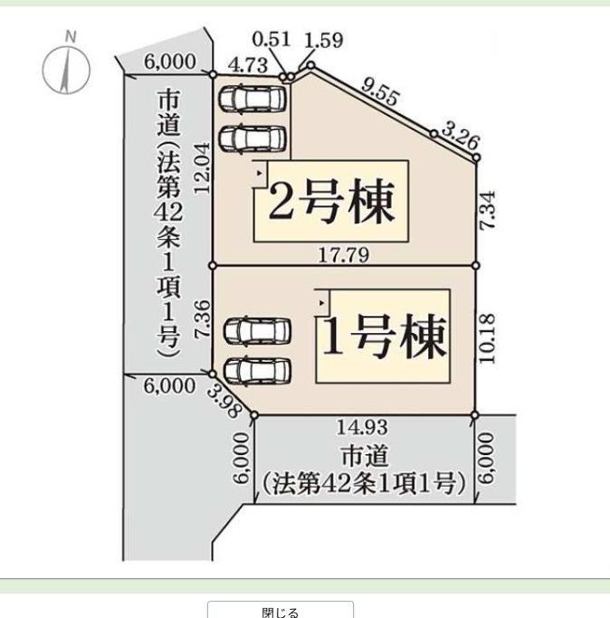 香芝市磯壁6丁目２期の区画図