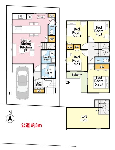＜LIBERi リーベリー＞練馬区春日町2丁目　南道路×整形地　新築戸建限定1棟の間取り|4LDK＋固定階段式グルニエ　建物面積84.46m2
