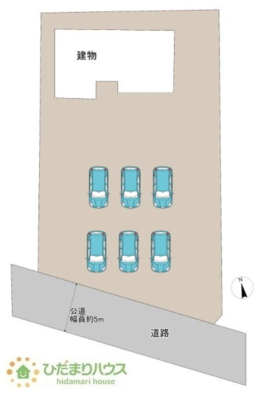 【区画図】 | 結城市大字江川新宿　中古戸建 | カースペース6台ＯＫ！来客用にもスペースを確保できて安心ですね(^^)/
