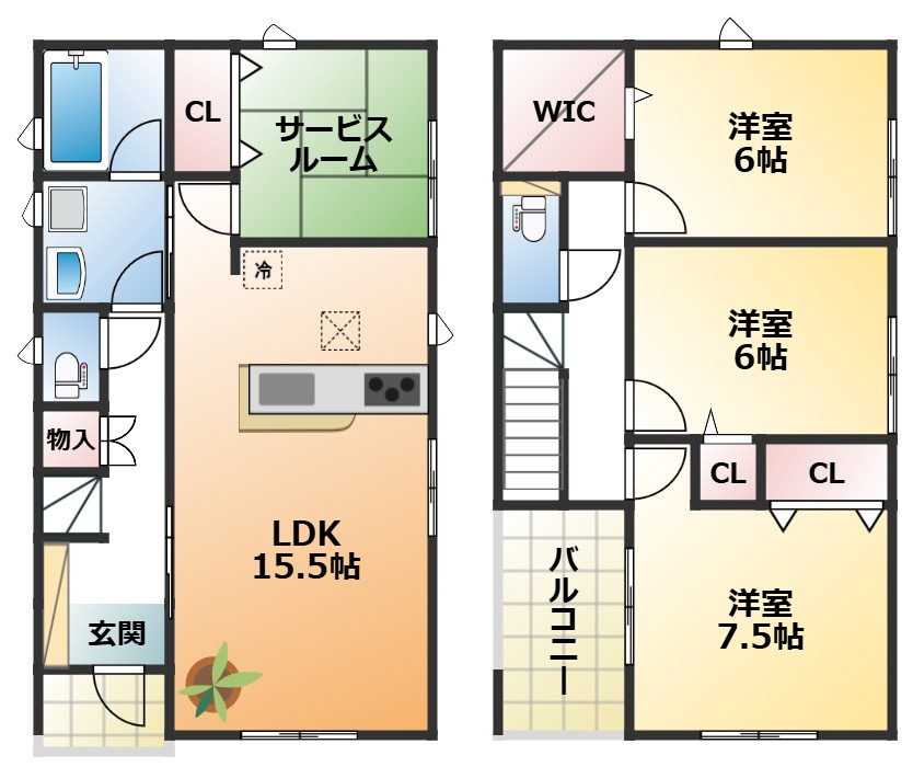 CRADLEGARDEN日光市平ケ崎第1の間取り|南向きで陽当たりの良い間取りです