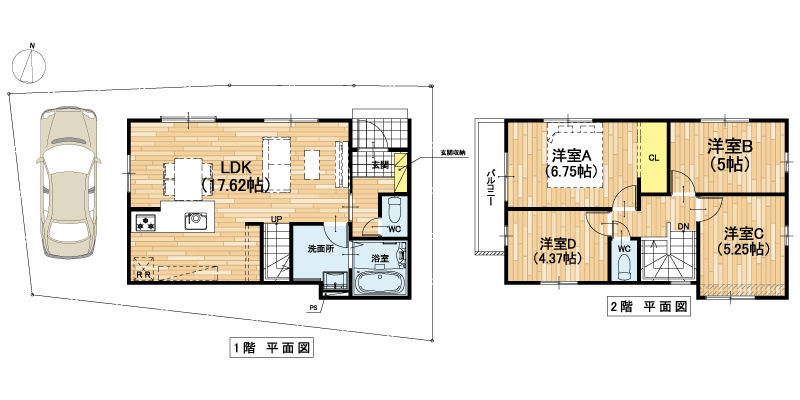 大津市本宮二丁目　新築戸建の間取り