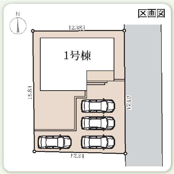新築　高崎市倉賀野町第37　Livele Garden.S　1号棟の区画図|1号棟　区画図　東側接道幅員約5.1ｍ
