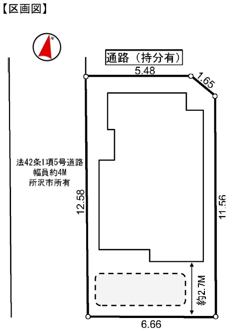 所沢市青葉台・全1棟　新築一戸建　～LDK17帖～の区画図|駐車1台可能です。