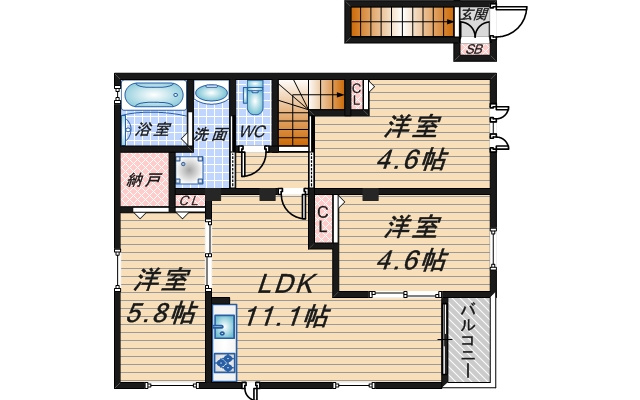 北桜塚レジデンスの間取り
