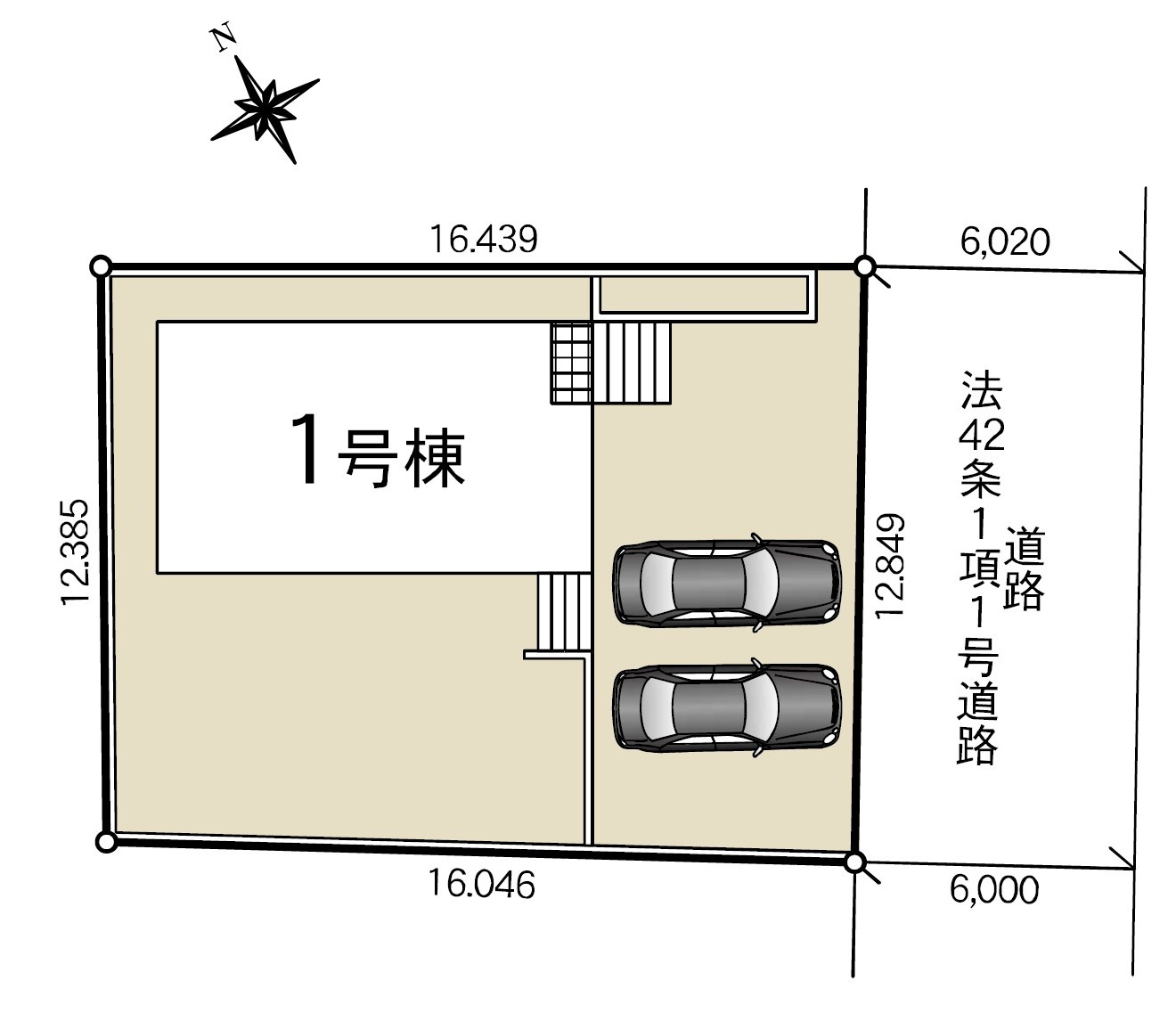 【Cradle garden】真岡市並木町 第7 全1棟の区画図