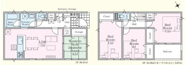 【Cradle garden】真岡市並木町 第7 全1棟の間取り|〇1号棟〇
4LDK+カースペース2台