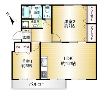 【間取り】 | 竹山団地1302号棟 | 人気の１階の全室フローリングの２LDK