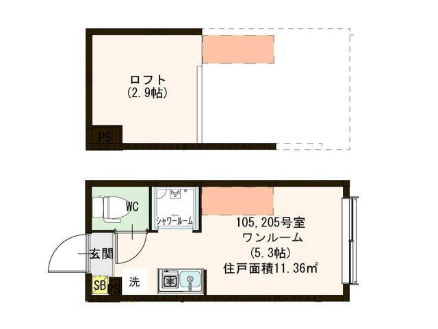 世田谷区桜丘１丁目のアパートの間取り