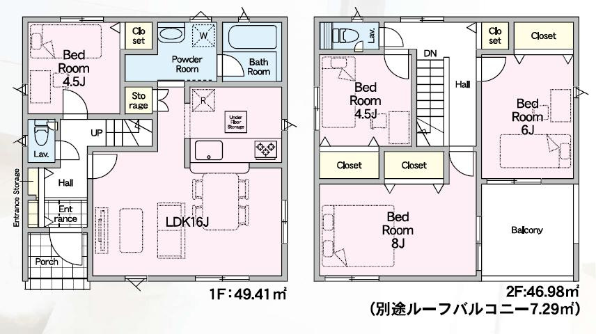 茨城町前田第6　新築戸建　4号棟の間取り