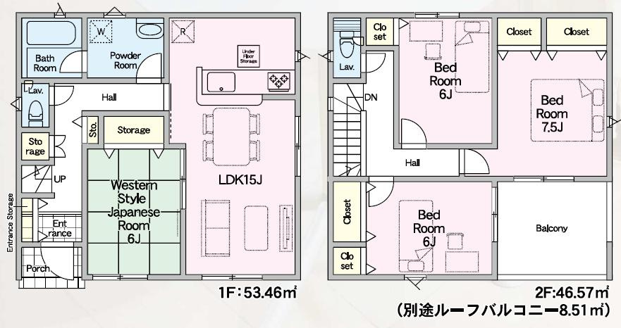 茨城町前田第6　新築戸建　6号棟の間取り