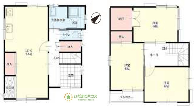 【間取り】 | 土浦市中村南1期　中古戸建 | 全居室6帖以上！ゆとりある3LDK♪