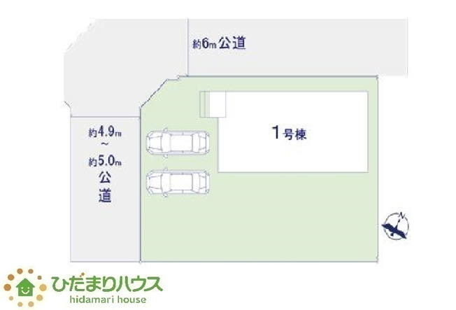 【区画図】 | 水戸市住吉町5期　新築戸建 | 角地なので開放的で陽当たり良好。
