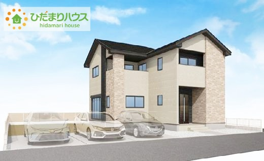 日立市東大沼町12期　新築戸建　1号棟の外観パース|明るい印象を受けるオシャレな外観です！