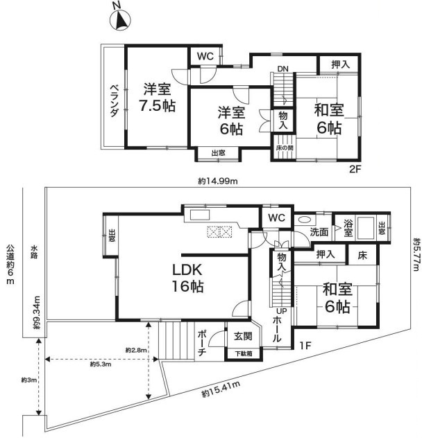 閑静な住宅街　南別府3丁目　中古戸建の間取り