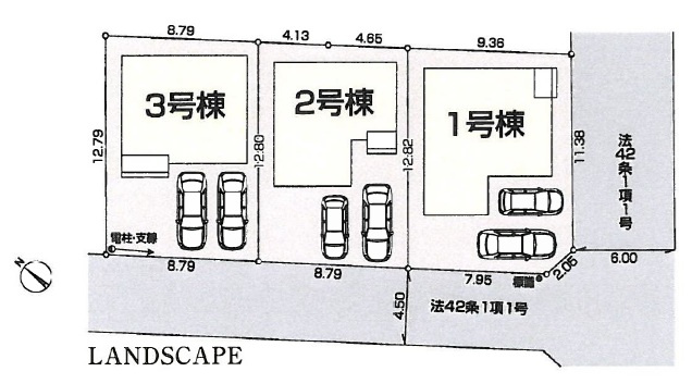 瑞穂町むさし野2丁目　新築戸建全3棟の区画図