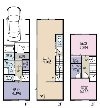 【土地図＋建物プラン例】 | 西宮市　今津曙町　建築条件無土地