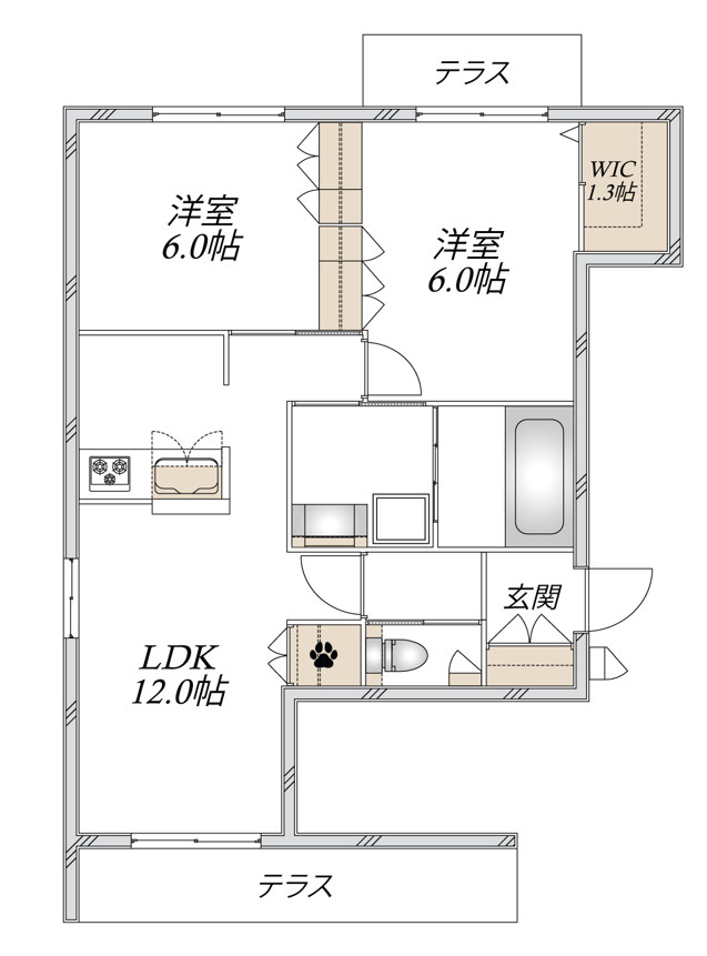 （仮称）稲城市押立ヘーベルメゾンの間取り