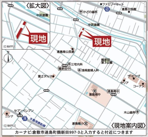 【地図】 | クレイドルガーデン倉敷市連島町鶴新田第17 (全4棟)