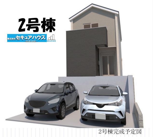 【本日ご案内可能】愛知郡東郷町御岳　全2棟の外観|【現地外観パース　2号棟】
◆駐車並列2台可能！オプション工事でカーポート設置などいかがでしょうか。その他にも、フェンスなどの「オプション工事」もご提案いたします♪　　　　　　　　　　　　　　　　　
