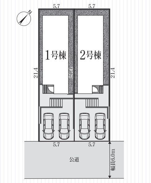【本日ご案内可能】愛知郡東郷町御岳　全2棟の区画図|全体区画数｜全2棟
◆駐車2台可能！(但し、車種による)
◆前面道路付近6.0ｍで車通り少ないため駐車も楽々です。
◎まずは、お気軽にお問い合わせください。現地を案内しながら周辺環境も見て頂けます。　