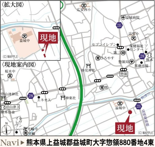 リーブルガーデン／益城町惣領第二／２号棟の地図