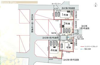 秦野市堀西第25　新築一戸建て　4号棟の区画図|配置図
