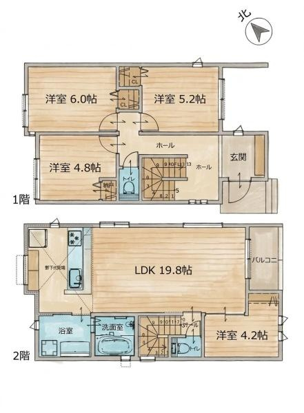 横浜市泉区上飯田町の新築一戸建の間取り