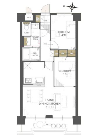 セザールお花茶屋の間取り|新規リノベーションマンション。アフターサービス保証付き・24時間365日緊急対応サービスでご購入後も安心して暮らせます。