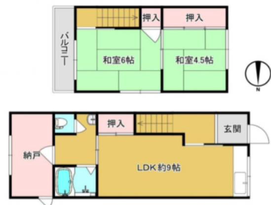 中河原貸家の間取り