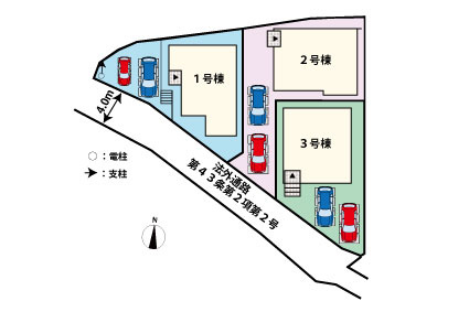前原駅南１丁目　新築戸建　３棟の区画図