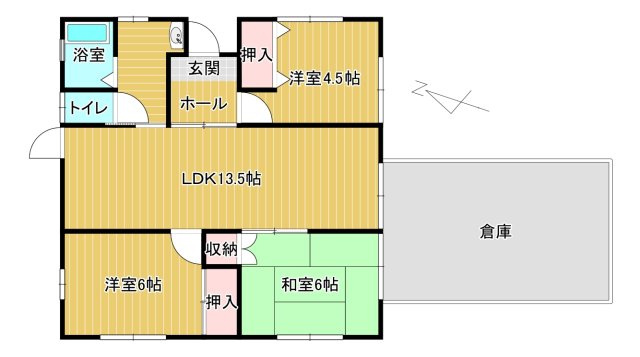 志布志市安楽　３LDK一戸建ての間取り|３LDKの間取りです。
