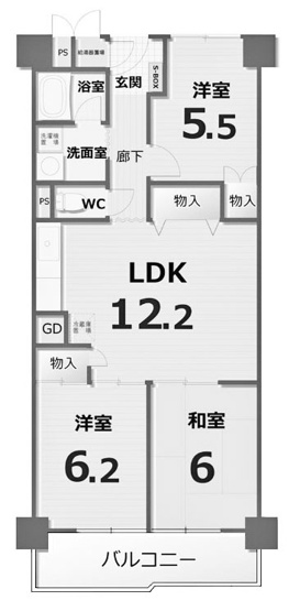 【間取り】 | 桂川ハイツ2号館