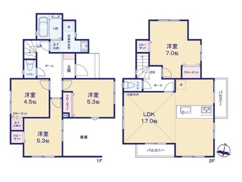 【横浜市南区六ツ川3丁目25-3新築戸建て】★仲介手数料無料★（六つ川台小学校・六ツ川中学校）の間取り
