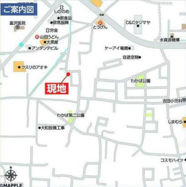 【新築】前橋市古市町　限定１棟　ハートフルタウン　新築建売の地図