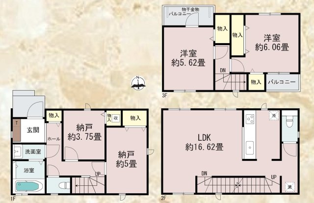 【横浜市南区睦町2丁目210-4全4棟新築戸建て】★仲介手数料無料★（日枝小学校・共進中学校）の間取り