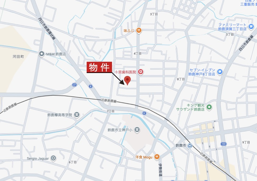 鈴鹿市十宮4丁目、神戸7丁目《はぐみテラス神戸 全71区画》の地図|広域Map