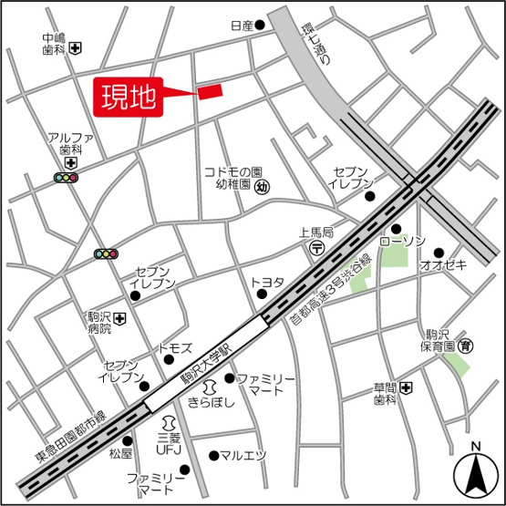 【地図】JP noie 駒沢大学