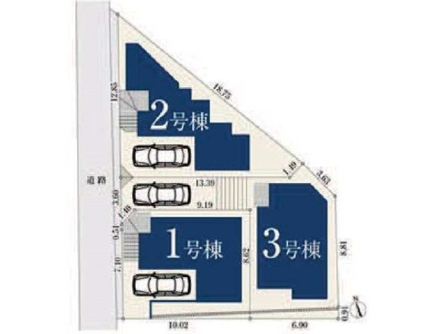 【横浜市南区庚台65全3棟新築戸建て】★仲介手数料無料★（太田小学校・共進中学校）の区画図