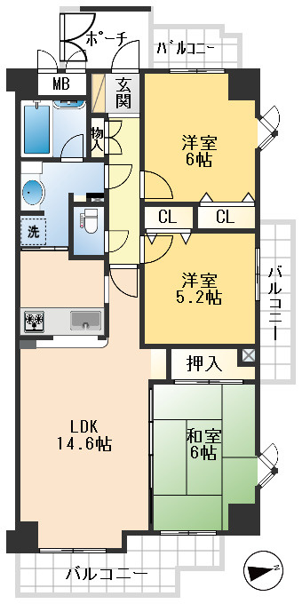 ステイツ吹田・千里丘弐番館の間取り