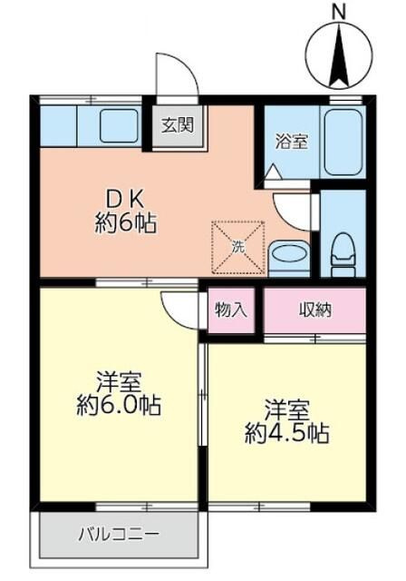 相模原市南区上鶴間６丁目のアパートの間取り