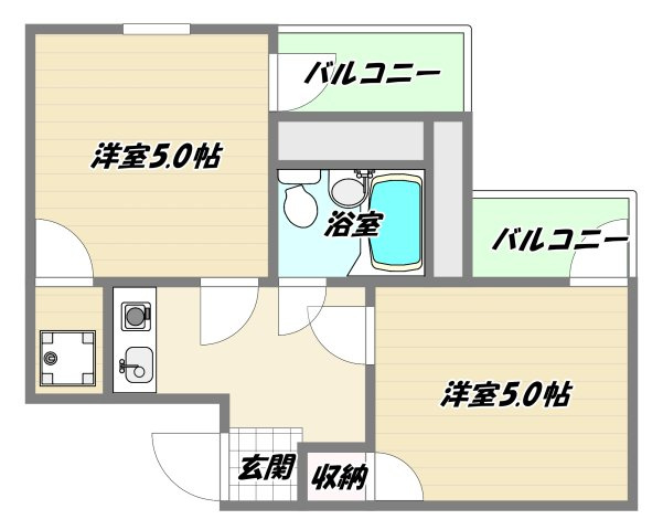大阪市淀川区野中北１丁目の賃貸マンションの間取り
